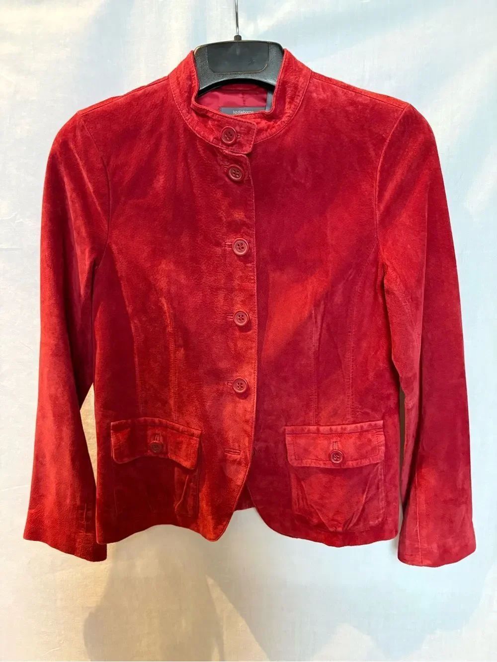 Liz Claiborne Red Suede Button-Front Women's Jacket Size Medium
